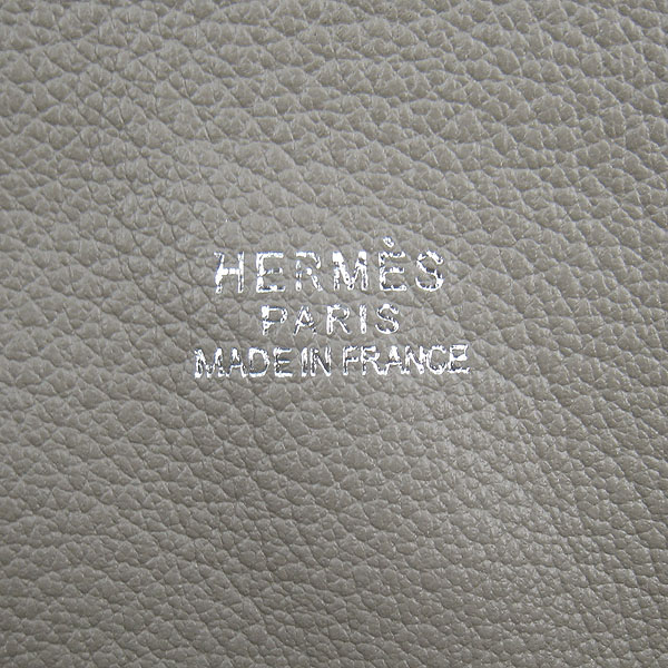 Fake Hermes Togo Leather Handbag Grey 8076